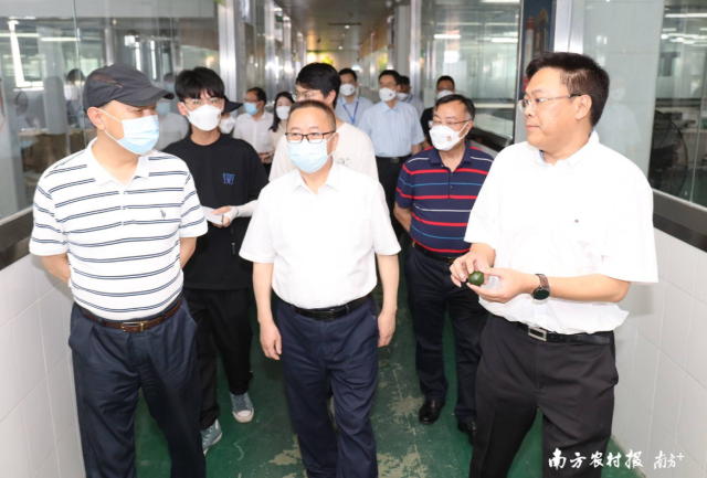 與會院士、專家學(xué)者等共同調(diào)研新會陳皮國家現(xiàn)代農(nóng)業(yè)產(chǎn)業(yè)園麗宮研發(fā)加工園，了解麗宮僑寶新會小青柑茶加工等情況。