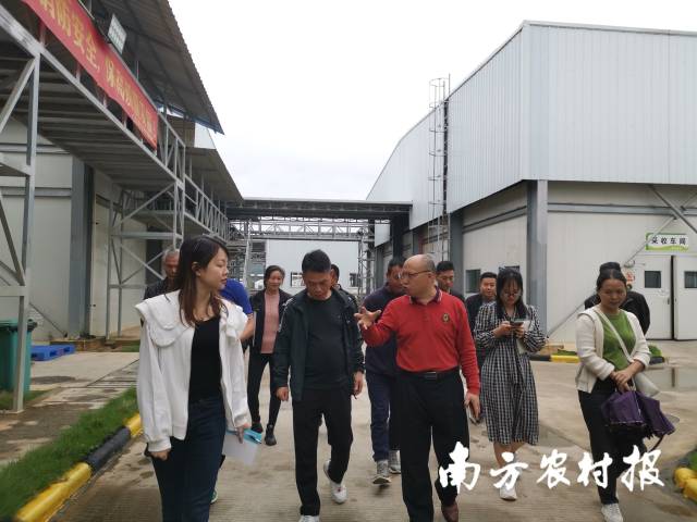何煥清（前排左3）在韶關(guān)市星河生物科技有限公司指導(dǎo)交流