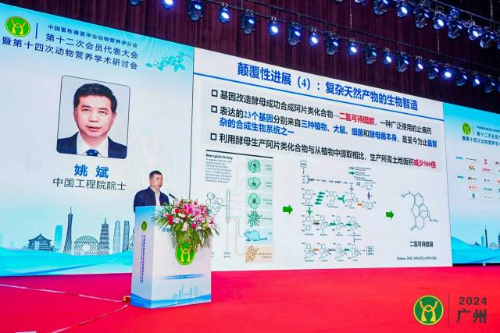 中國工程院院士、中國農(nóng)業(yè)科學(xué)院北京畜牧獸醫(yī)研究所姚斌研究員在大會(huì)中作報(bào)告  受訪者供圖